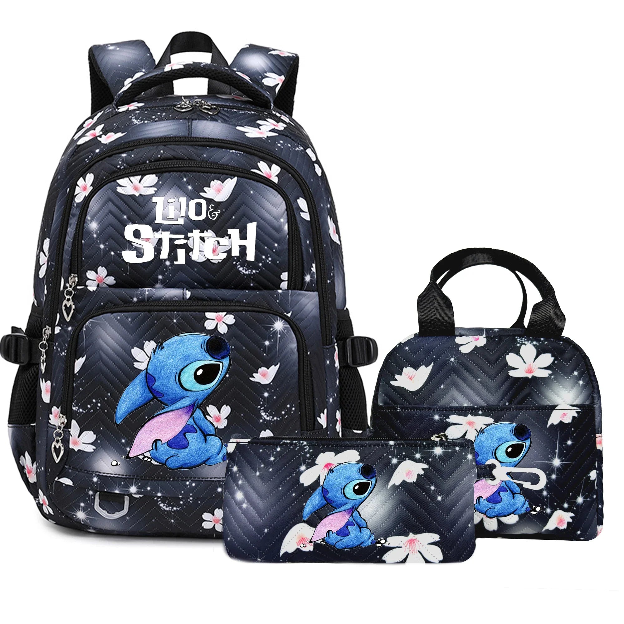 Stitch Rucksack-Set – Schultasche, Lunchtasche &amp; Federmäppchen - M1