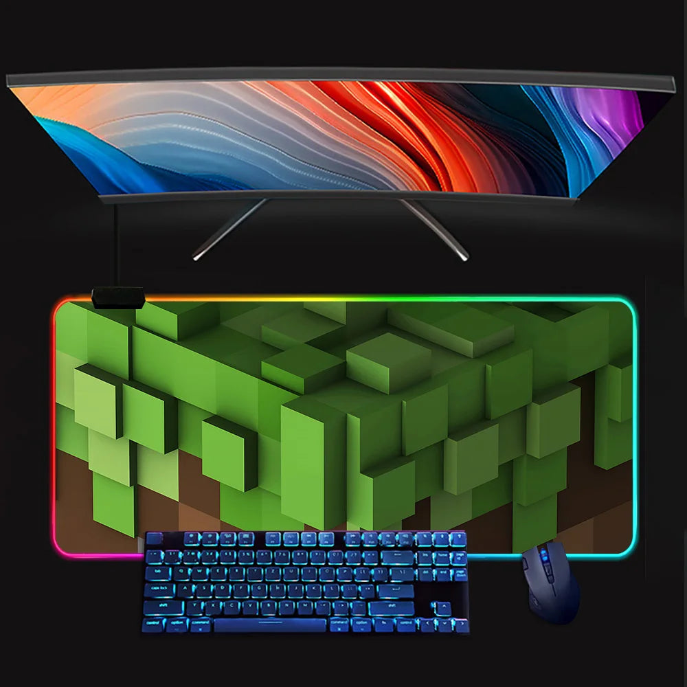 Minecraft LED-Gaming-Mauspad – RGB, rutschfest, große Größe