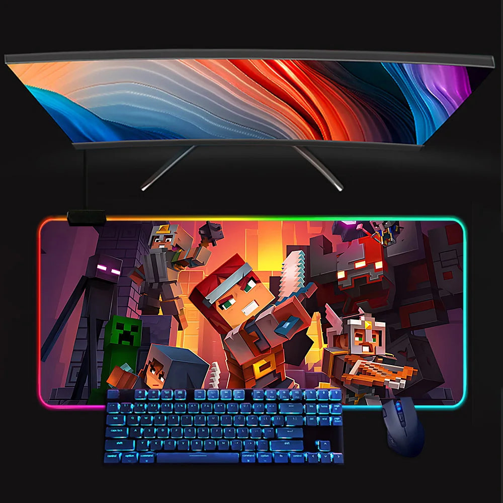 Minecraft LED-Gaming-Mauspad – RGB, rutschfest, große Größe