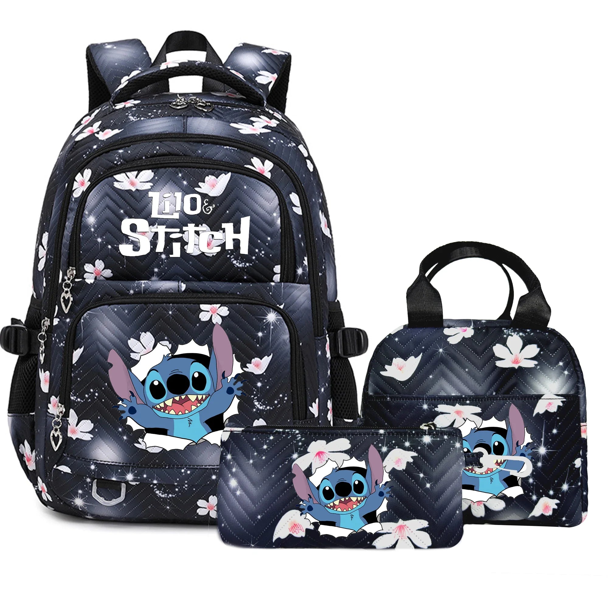 Stitch Rucksack-Set – Schultasche, Lunchtasche &amp; Federmäppchen - M1
