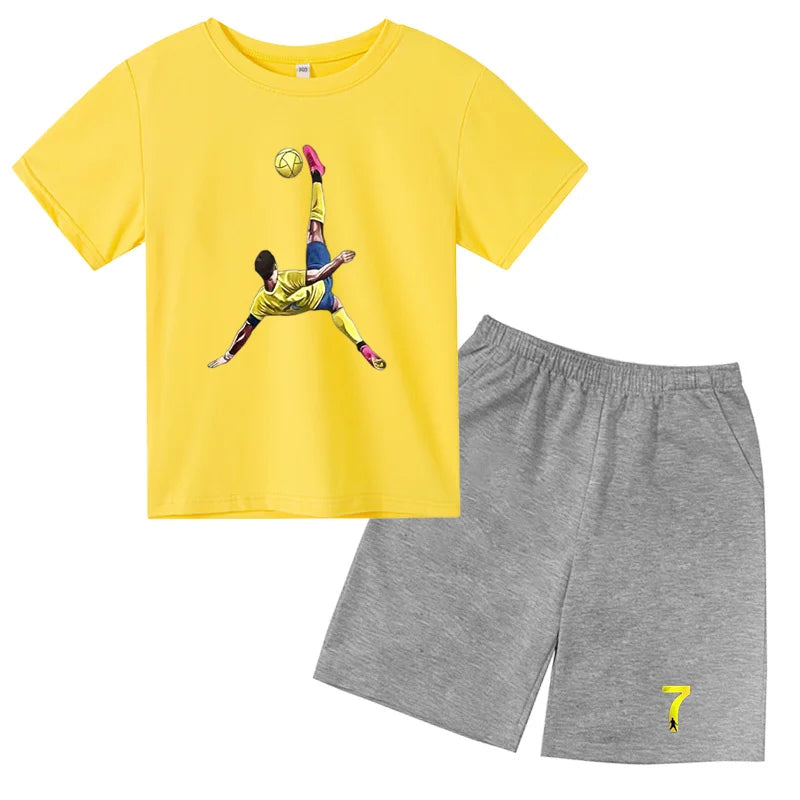 Ensemble CR7 Al Nassr – T-shirt et Short de 4 à 14 ans - jaune/gris