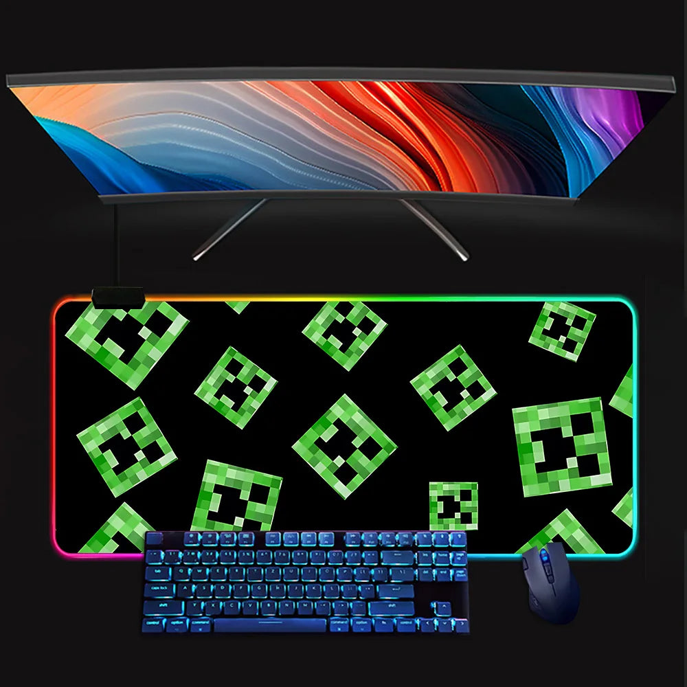 Minecraft LED-Gaming-Mauspad – RGB, rutschfest, große Größe