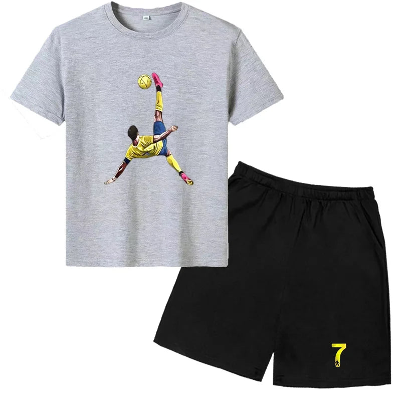 Ensemble CR7 Al Nassr – T-shirt et Short de 4 à 14 ans - gris/noir