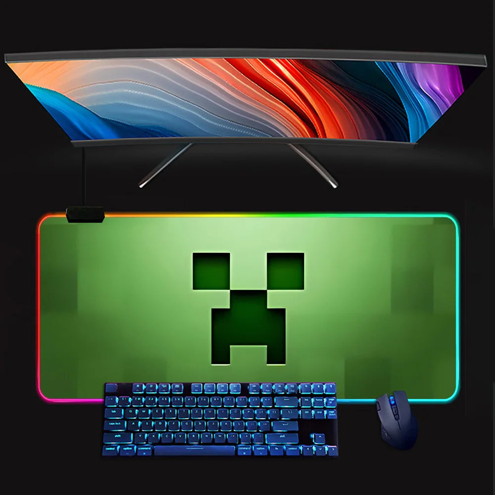 Minecraft LED-Gaming-Mauspad – RGB, rutschfest, große Größe