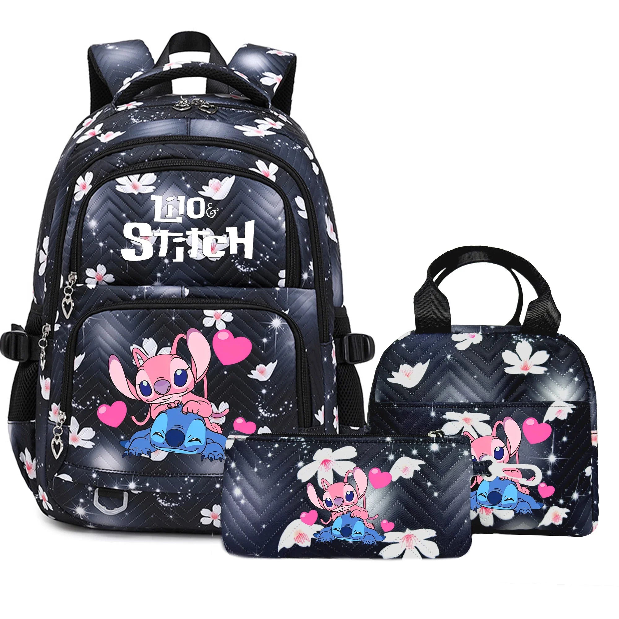 Stitch Rucksack-Set – Schultasche, Lunchtasche &amp; Federmäppchen - M1