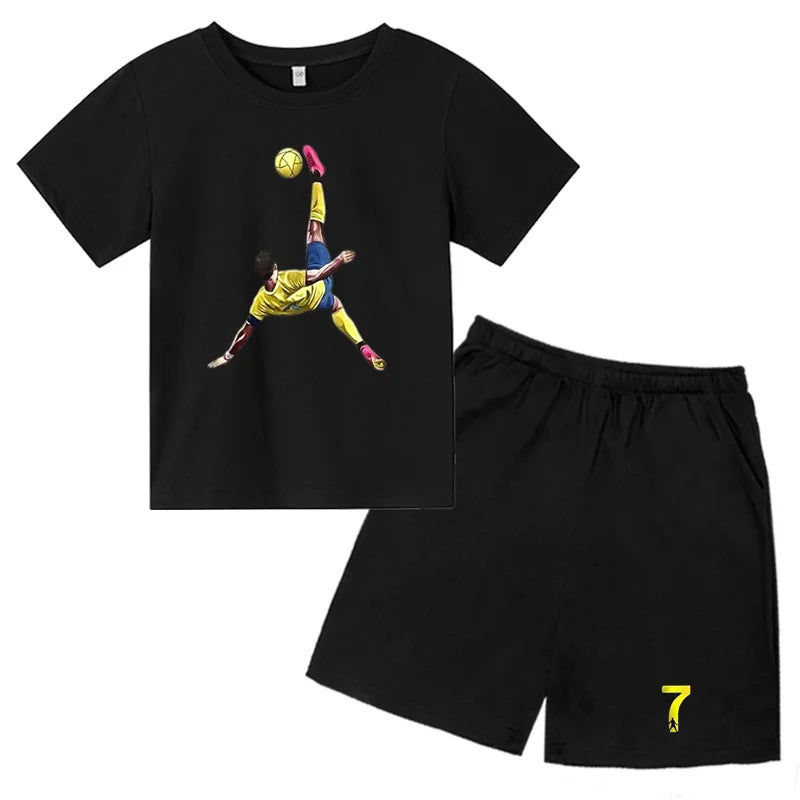 Ensemble CR7 Al Nassr – T-shirt et Short de 4 à 14 ans - Noir/Noir