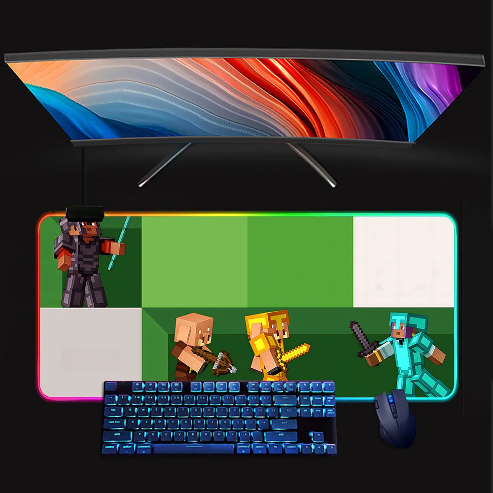Minecraft LED-Gaming-Mauspad – RGB, rutschfest, große Größe