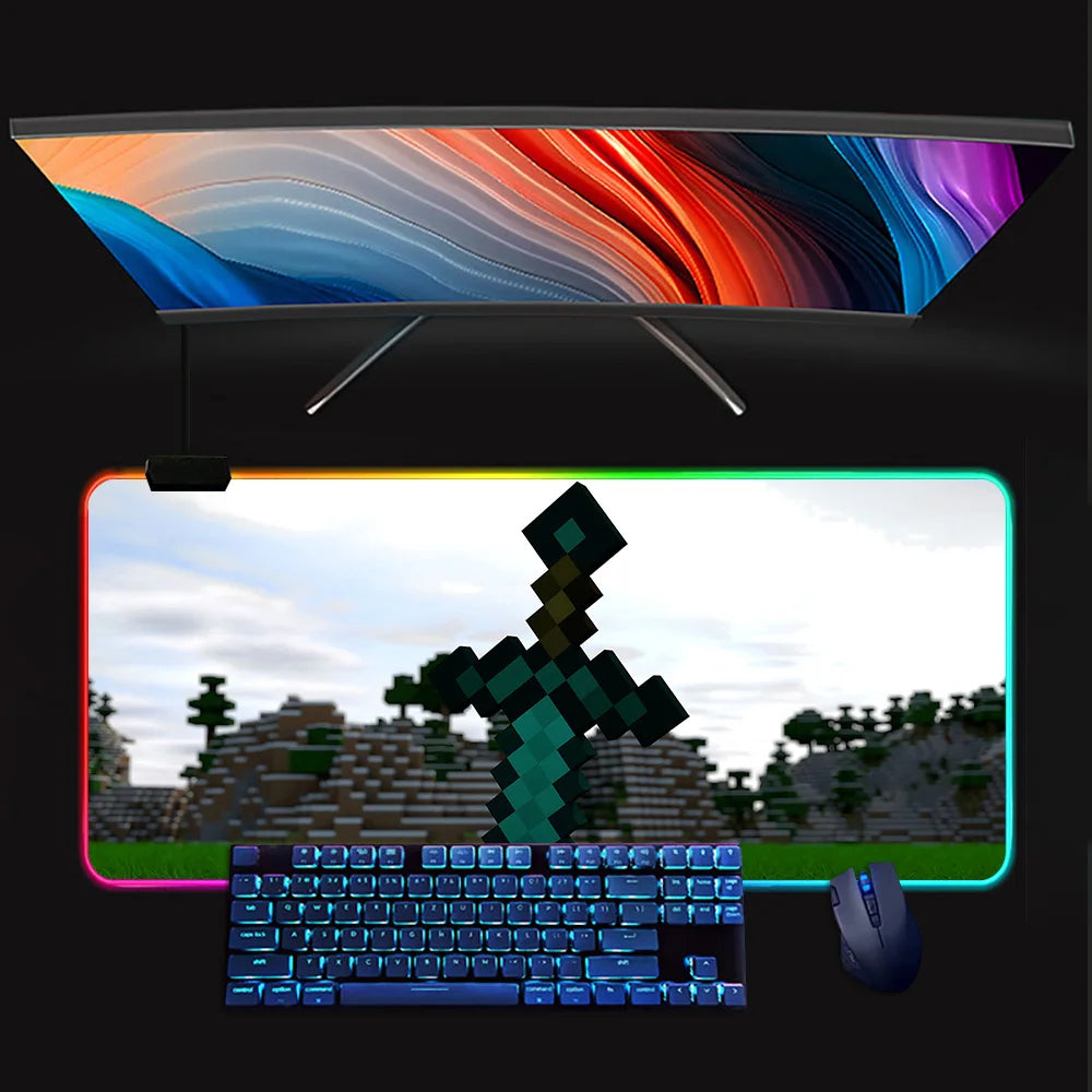 Minecraft LED-Gaming-Mauspad – RGB, rutschfest, große Größe