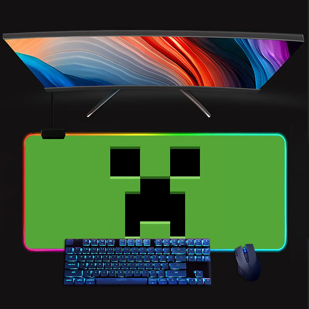 Minecraft LED-Gaming-Mauspad – RGB, rutschfest, große Größe