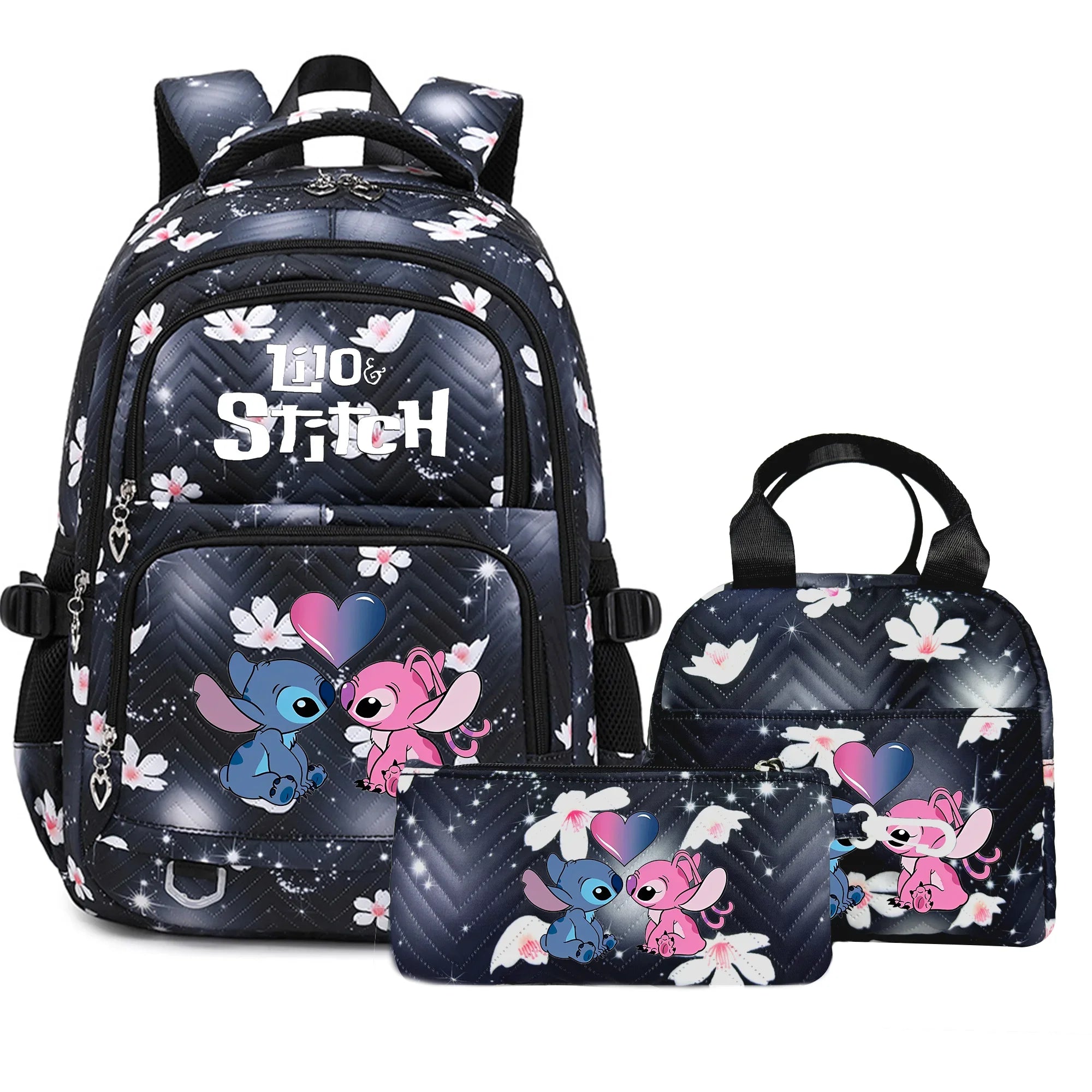 Stitch Rucksack-Set – Schultasche, Lunchtasche &amp; Federmäppchen - M1