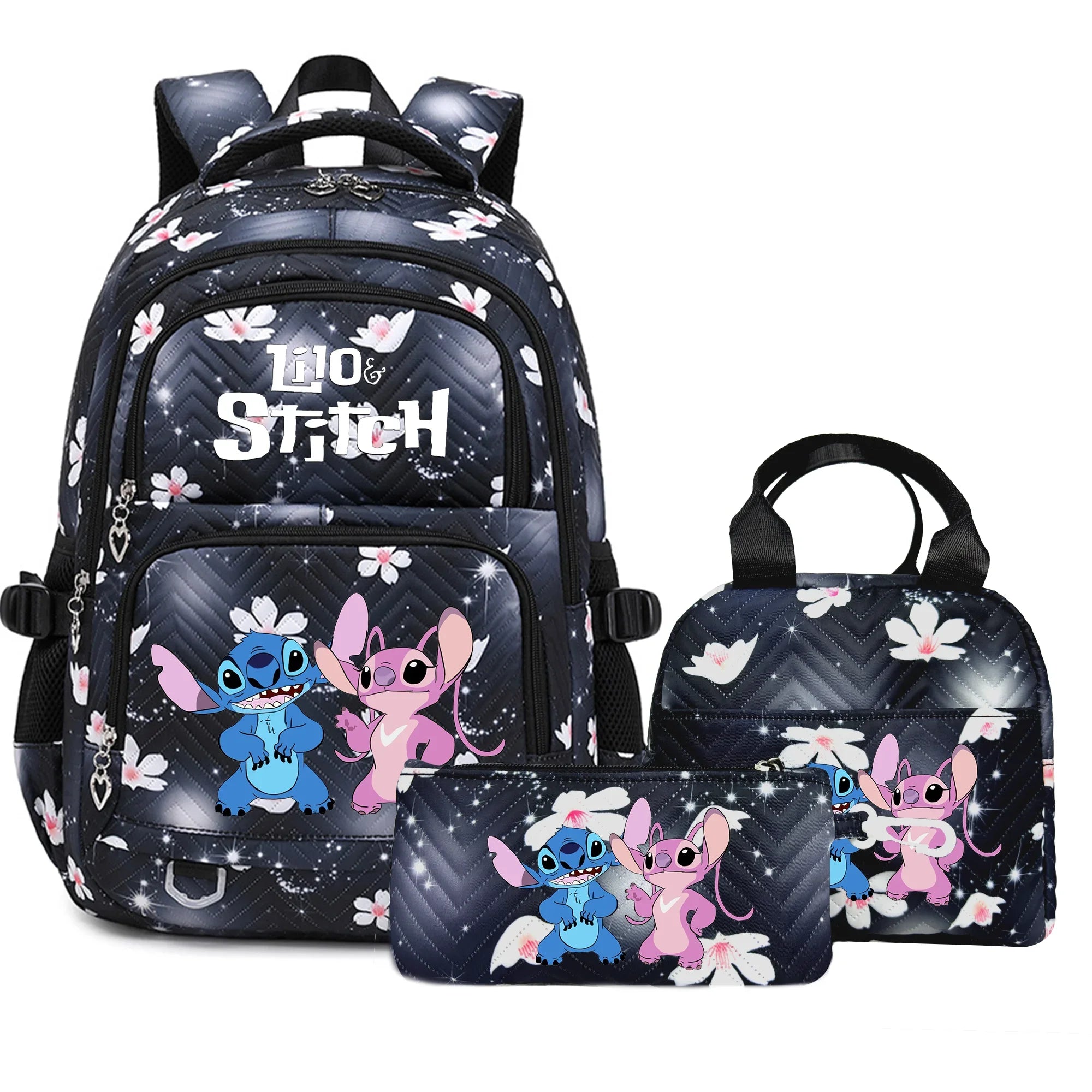 Stitch Rucksack-Set – Schultasche, Lunchtasche &amp; Federmäppchen - M1